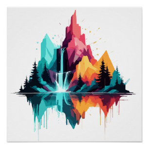 Serene Landscape Calm Tranquil Nature Mountains Poster