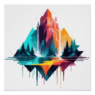 Serene Landscape Calm Tranquil Nature Mountains  Poster