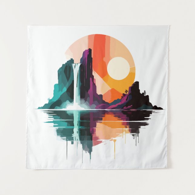 Serene Landscape Calm Tranquil Nature Mountains Tapestry (Front)