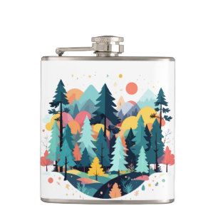 Serene Landscape Calm Tranquil Nature Outdoors Art Hip Flask