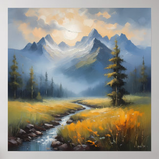 Serene Landscape Painting – Tranquil Nature  Poster