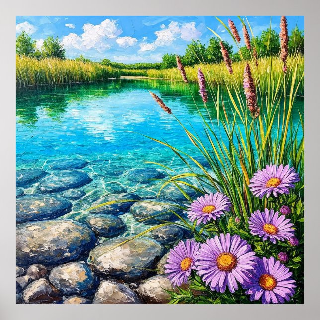Serene Landscape with Clear Lake Poster (Front)