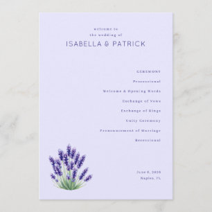 Serene Lavender Floral Wedding Ceremony Program