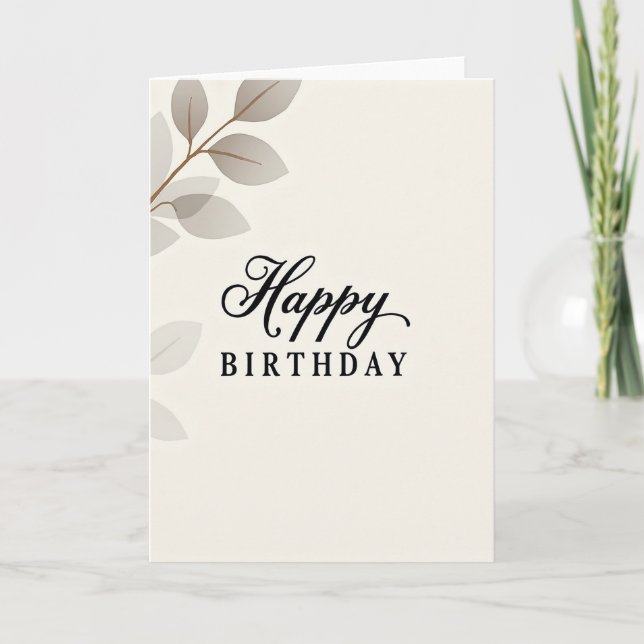 Serene Leafy Birthday Card (Front)