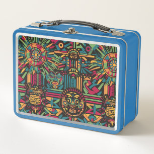 Serene Light Blue "Eclipsed Suns and Pyramids" Kid Metal Lunch Box