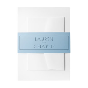Serene Light Blue Minimalist Names Invitation Belly Band