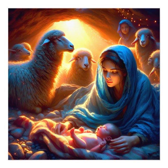 Serene Madonna and child nativity scene Photo Print (Front)