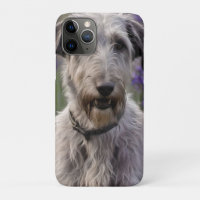Serene Majesty: Wolfhound Sitting in a Purple Iris