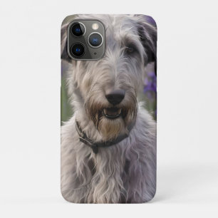 Serene Majesty: Wolfhound Sitting in a Purple Iris iPhone 11 Pro Case