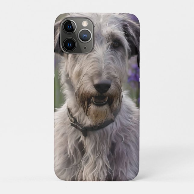 Serene Majesty: Wolfhound Sitting in a Purple Iris Case-Mate iPhone Case (Back)