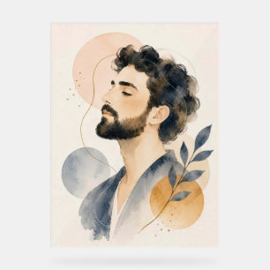 Serene Male Soul Portrait Acrylic Sign