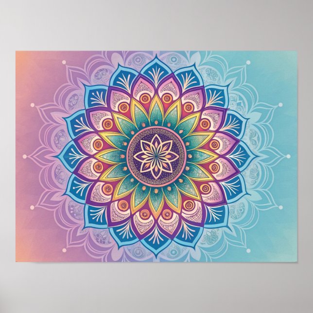 Serene Mandala: A Pastel Kaleidoscope Poster (Front)