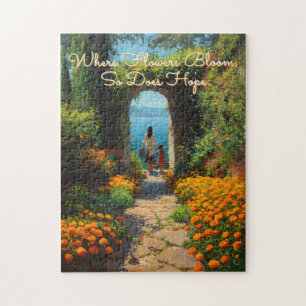 Serene Marigolds Path to the Sea Art Jigsaw Puzzle