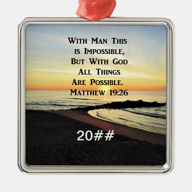 SERENE MATTHEW 19:26 SUNRISE SCRIPTURE METAL ORNAMENT (Front)