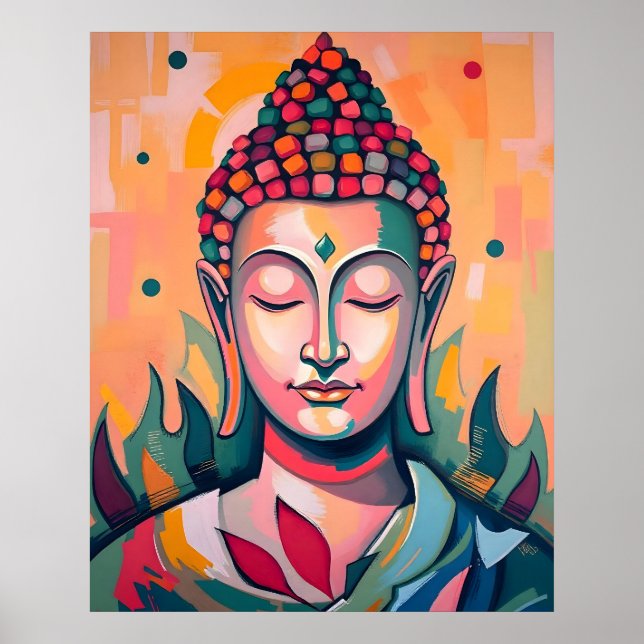 Serene Meditating Buddha Abstract Artwork Poster (Front)