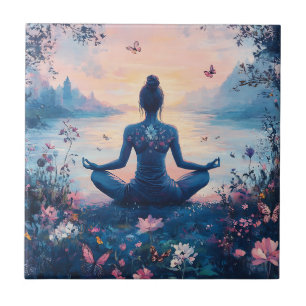 Serene Meditation at Sunrise (2) Ceramic Tile