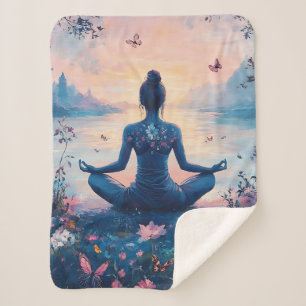 Serene Meditation at Sunrise (2) Sherpa Blanket