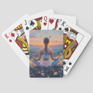 Serene Meditation at Sunrise (4) Playing Cards