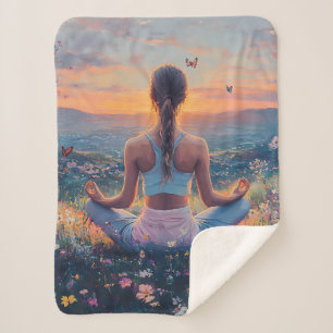 Serene Meditation at Sunrise (4) Sherpa Blanket