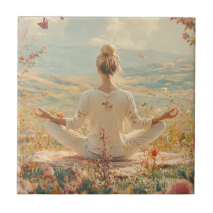 Serene Meditation at Sunrise (5) Ceramic Tile