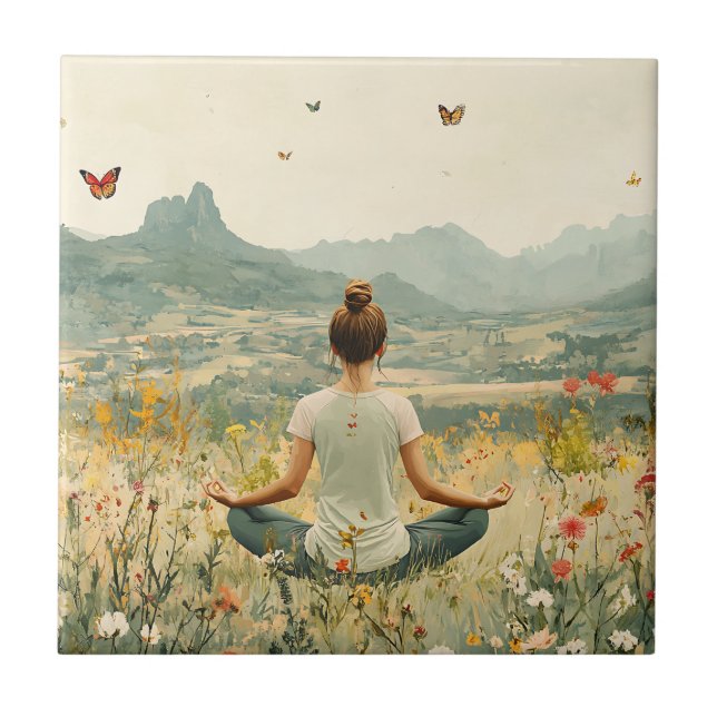 Serene Meditation at Sunrise (6) Ceramic Tile (Front)