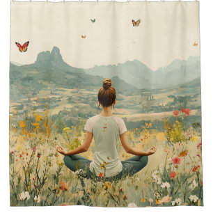 Serene Meditation at Sunrise (6) Shower Curtain