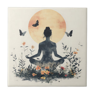Serene Meditation at Sunrise (8) Ceramic Tile