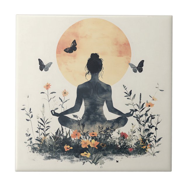 Serene Meditation at Sunrise (8) Ceramic Tile (Front)