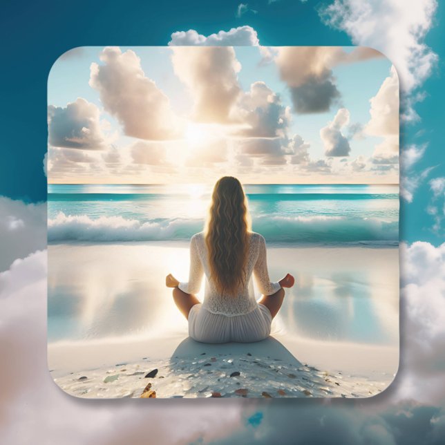 Serene Meditation by the Ocean Square Sticker (Creator Uploaded)