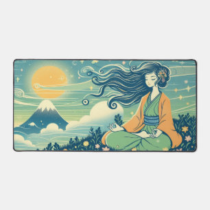 Serene Meditation Desk Mat Anime Girl Meditating