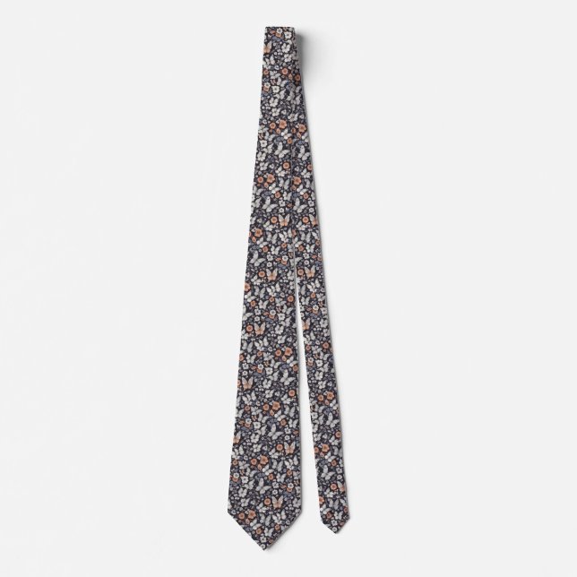 Serene Midnight Butterflies Tie (Front)