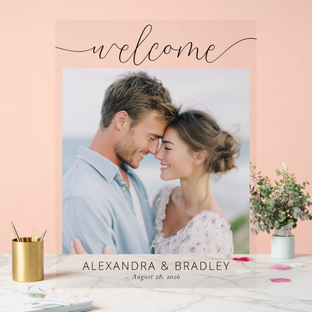 Serene Minimalist Photo Acrylic Sign (Wedding)