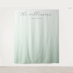 Serene Mint Gradient Calligraphy Tapestry
