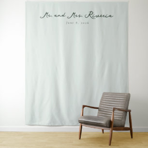 Serene Mint Minimalist Calligraphy Tapestry