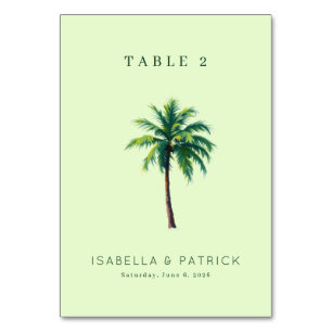 Serene Mint Tropical Palm Tree Table Number