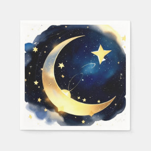 Serene Moon and Stars Delight Boy Baby Shower Napkin