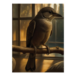 Serene Morning with a Songbird Poster