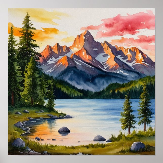 Serene Mountain and Trees poster (Front)