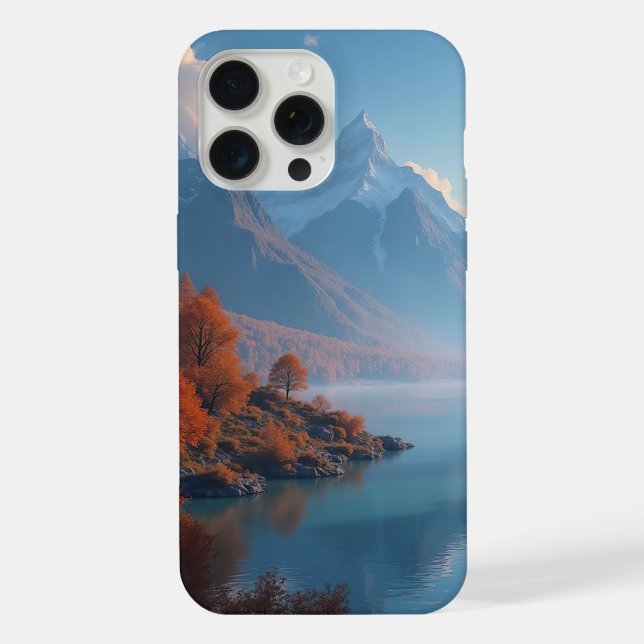Serene Mountain Lake & Autumn Trees Landscape iPhone Case (Back)