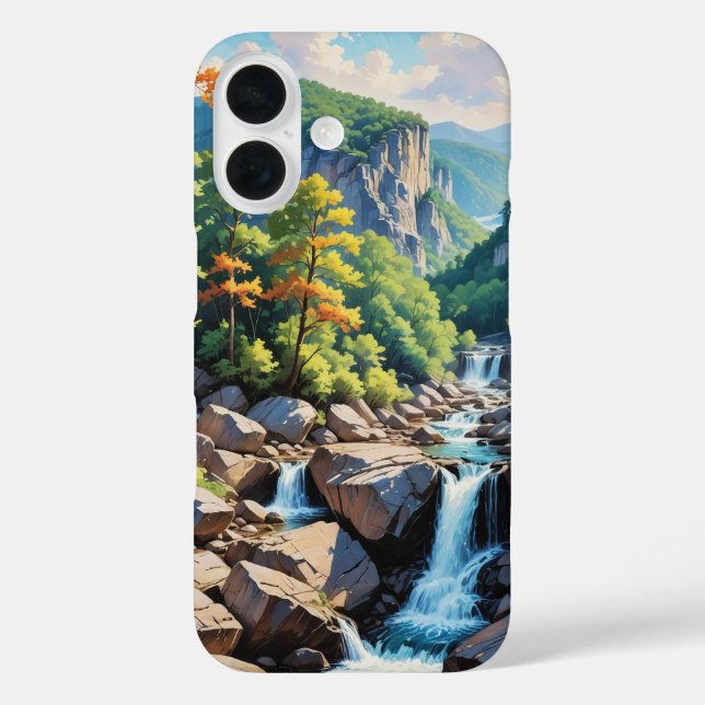 Serene Mountain Waterfall Landscape Case-Mate iPhone Case (Back)