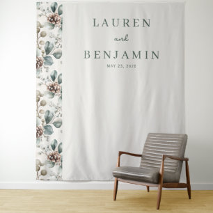 Serene Muted Green Botanical Tapestry