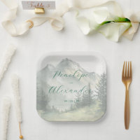 Serene Muted Green Watercolor Mountains