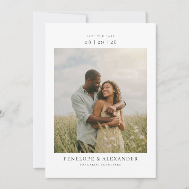 Serene Natural Romantic Photo Save The Date (Front)