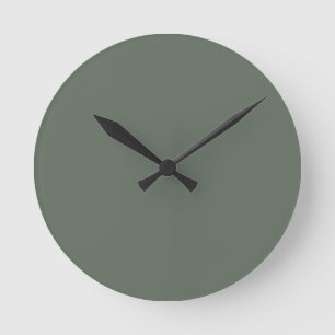 Serene Nature Dark Green Solid Colour Single Shade Round Clock