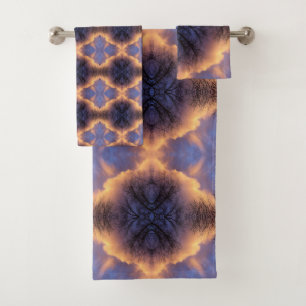 Serene Nature Tree Branches and Clouds Mandala Bath Towel Set