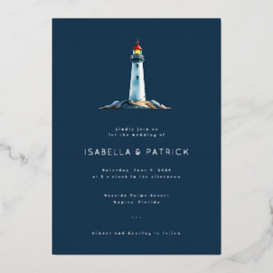 Serene Navy Lighthouse Illustration