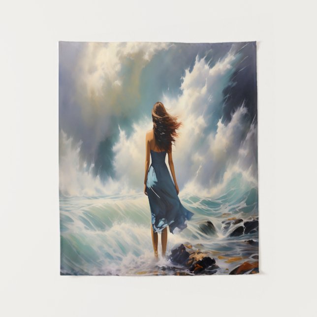 Serene Ocean Escape – Coastal Art Tapestry (Front)