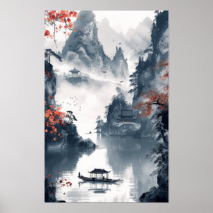 Serene Ocean Sunset View - Nautical Boat Poster