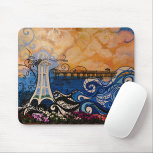 Serene Oceanside Graffiti  Mouse Pad