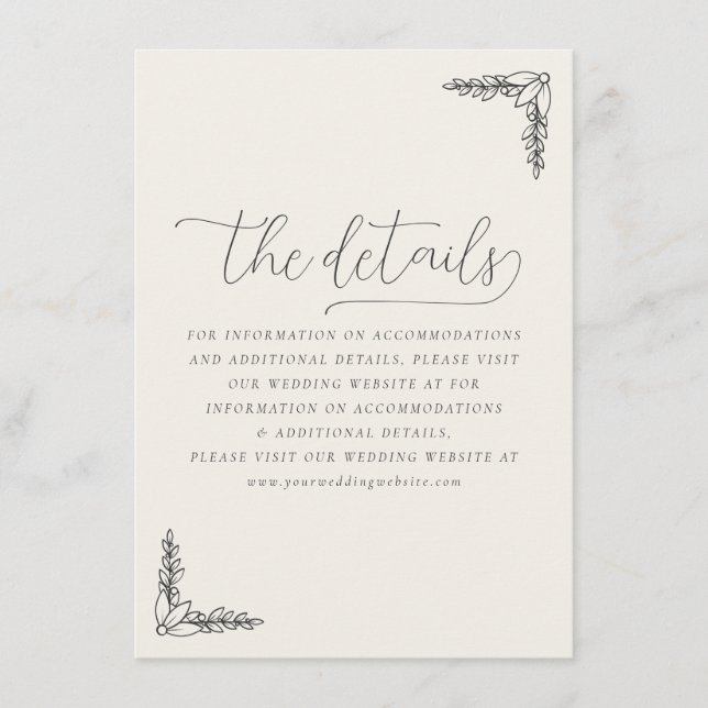 Serene Off-White Botanical Elegancy Enclosure Card (Front)